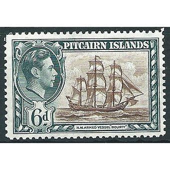 Pitcairn Islands 1940 SG6 6d Brown & Deep Greenish Grey Mounted Mint ... .
