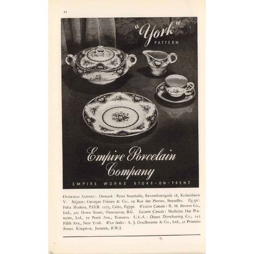empire porcelain company 1947 york pattern ceramics pottery vintage ad