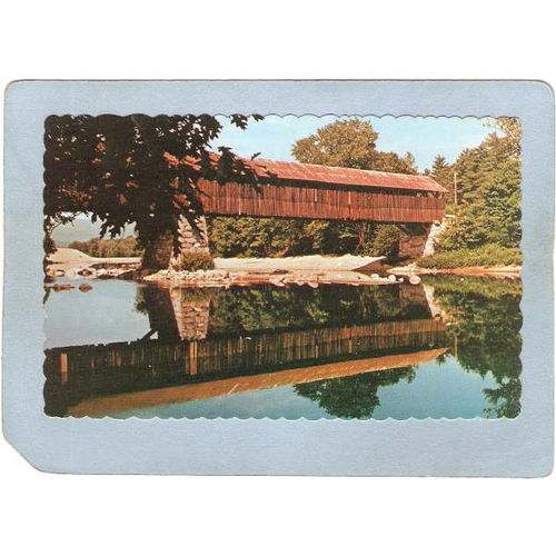 NH Campton Covered Bridge Postcard Blair Bridge Over Pemigewasset River Ri~296