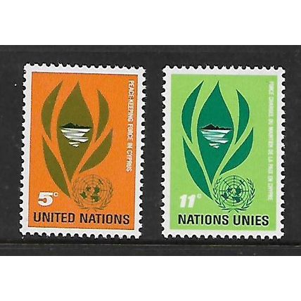 UNITED NATIONS 1965 PEACE KEEPING FORCE IN CYPRUS SG139 -140 SET 2 VALS M MINT#