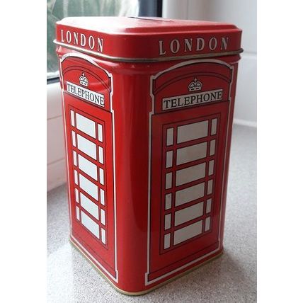 LONDON RED TELEPHONE BOX MONEYBOX, shabby chic, vintage/retro style
