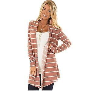 Women's Casual Long Sleeve Striped Knit Cardigan