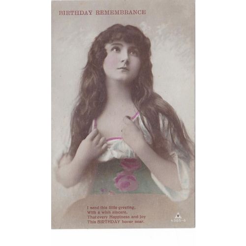 Artist Drawn Female Wearing A White Dress Birthday Remembrance Glamour Postcard