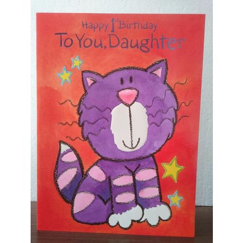 Happy 1st Birthday To You, Daughter - Large Card (Cat)