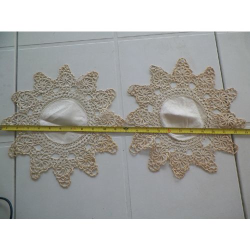 LOT OF 2 VNTG IRISH LINEN & CROCHET DOILIES