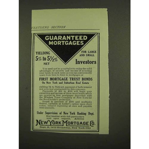 1912 New York Mortgage Ad - Guaranteed Mortgages