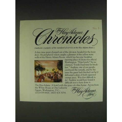 1985 Hay-Adams Hotel Ad - The Hay-Adams Chronicles No.3