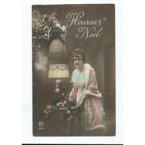 greetings postcard glamour heureuse annee new year french unused. couple celebra