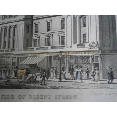 Vintage Framed Engraving - East Side Of Regent Street 1827 - Thomas.H. Shepard