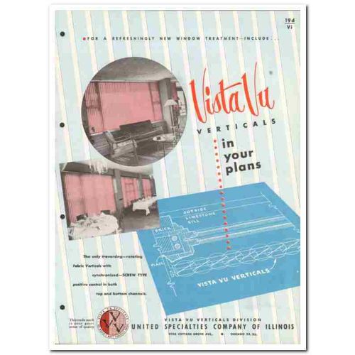 UNITED SPECIALTIES COMPANY 1958 Vista Vu Verticals vintage catalog
