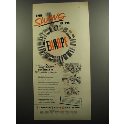 1953 European Travel Commission Ad - The swing is to Europe