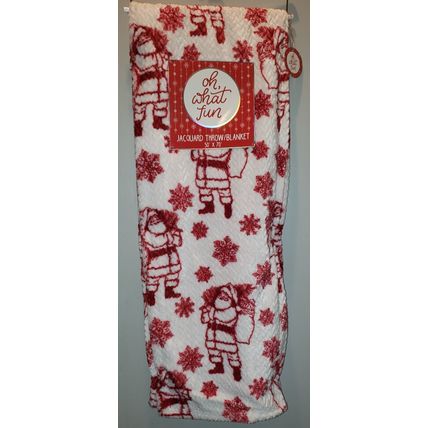 CHRISTMAS SANTA W/ TOY SACK & TREE HOLIDAY JACQUARD THROW BLANKET 50X70~NEW~