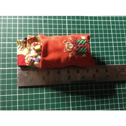 Christmas Santa Sack - Red with Teddy Bear 1:12th scale miniature