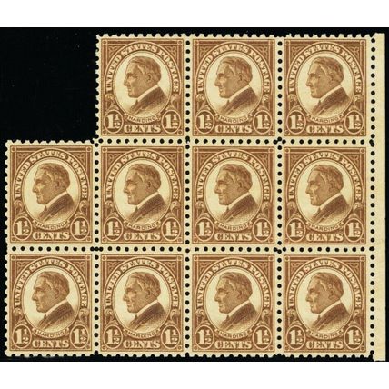 582, Mint VF NH 1 1/2¢ Block of 11 Stamps CV $143.00 - Stuart Katz