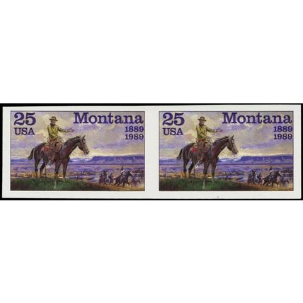 2401 Variety, Montana 25¢ Unused Imperforate Pair ERROR (PW) - Stuart Katz