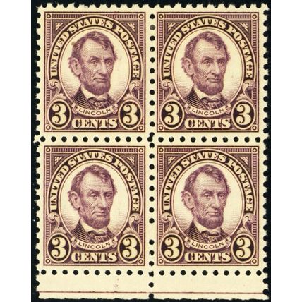 584, Mint VF/XF NH/LH 3¢ Block of 4 Stamps CV $175.00 - Stuart Katz