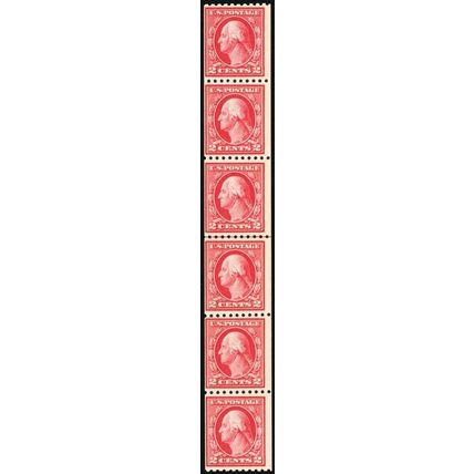 442, Mint NH 2¢ Coil Line Strip of Six Stamps CV $240 *..* Stuart Katz
