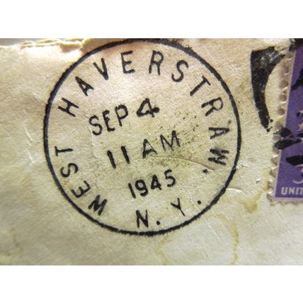 Vintage Letter Win The War Purple 3 Cent US Postage Stamp Eagle Cover 9/1/1945