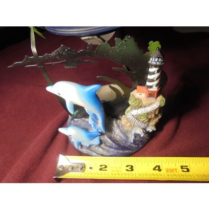 DOLPHIN w/ CALF CANDLE HOLDER & WARMER Resin Statue! $12.00 obo!