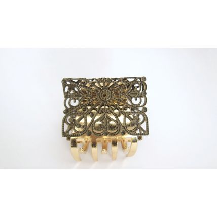 Small/medium gold and bronze metal filigree hair claw clip jaw clip