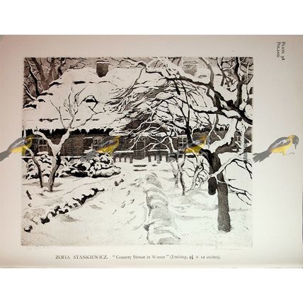 Notre Dame D'Ostra Brama & House In Winter, Book Illustration (Print), 1930