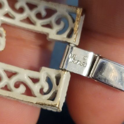 Vintage Trifari White Metal Panel Bracelet