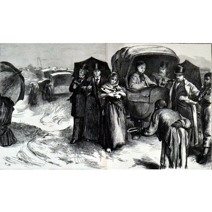 SIGHT-SEEING A STUDY FROM NATURE AT MORTLAKE 1872 Frank Holl VICTORIAN ENGRAVING