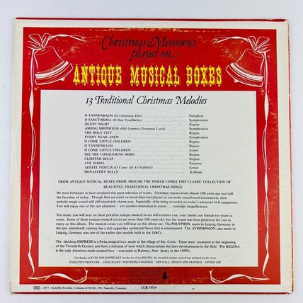 Christmas Memories Played On Antique Musical Boxes Vinyl LP Record Album CCR1934