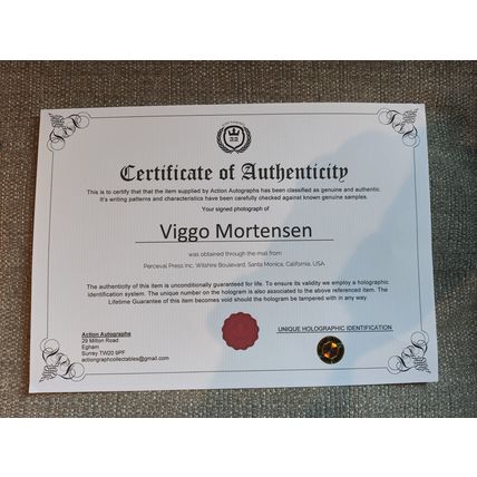 Genuine, Signed 10"x8" Photo, Viggo Mortensen (Aragorn, Lord of the Rings) + COA