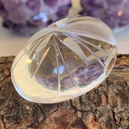 Vintage Ruckl Bohemian Czech Hand Cut Crystal Egg With Stand Original Box Label