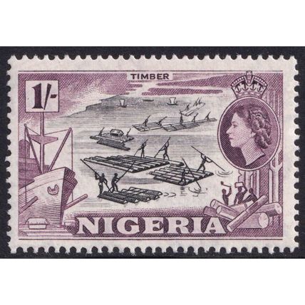 Nigeria QEII 1953-58 1s Black Maroon Timber SG76 Mint MH