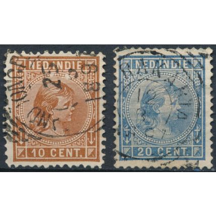 Queen Wilhelmina Raeder: 10c & 20c - Netherlands Indies 1892 - FH - MiNr 23 & 26