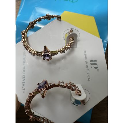 NIB Bomb Party Hoop Earrings RBP8650 Play It Back Purple Topaz CZ Rose Gold P