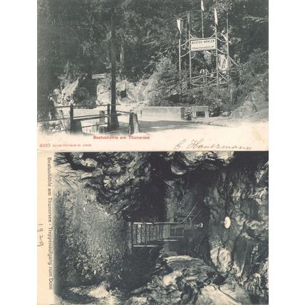 Beatushöhle am Thunersee Treppenaufgang Zur Dom 2x Switzerland Old Postcard