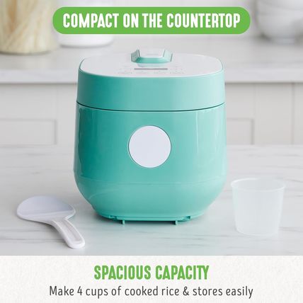 Greenlife Digital Rice Cooker, 2-Cups Uncooked/4-Cups Cooked, Removable Nonstick