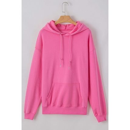 Bonbon Fleece Lined Kangaroo Pocket Drawstring Chunky Hoodie