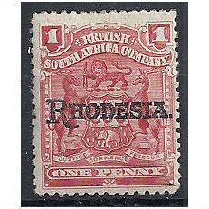 Rhodesia 1909 SG101 1d Carmine-Rose Mounted Mint . .