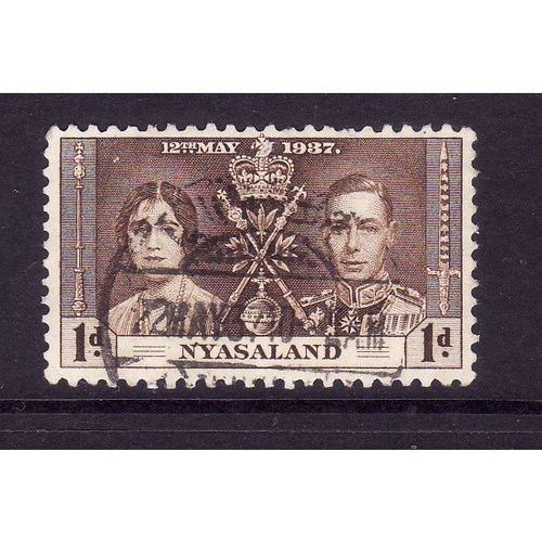 NYASALAND 1937 CORONATION SG 128 1d BROWN FINE USED
