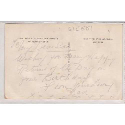 Patriotic Silk Postcard Showing A Large Flower Happy Birthday (SIL581)