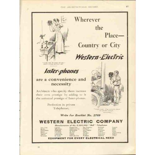 western electric 1912 wherever the place inter-phones vintage ad