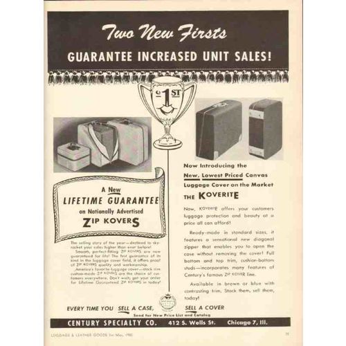 century specialty company 1950 two new firsts luggage cover vintage ad