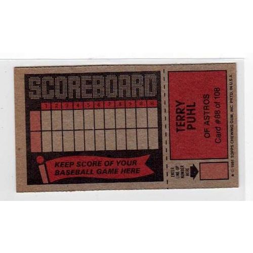 1981 Topps Scratch-Off Terry Puhl #88 baseball card –Scratchoffs-Astros