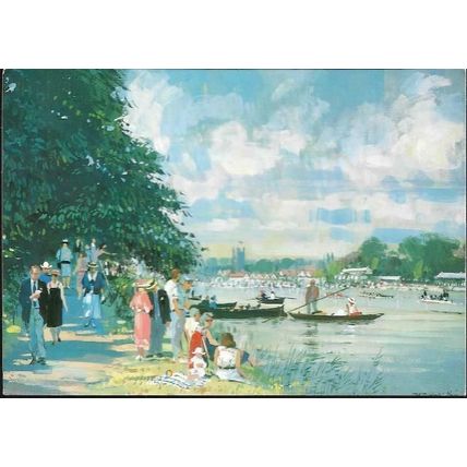Henley-on-Thames, Oxfordshire - Summer Afternoon, art postcard (Medici) c.1960s