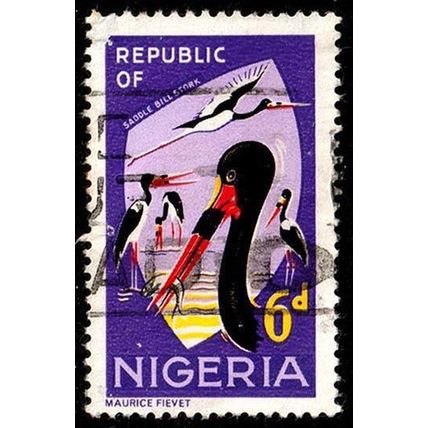 Nigeria 1965 Animals 6d Used Stamp Bird Stork