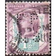 1887-90 Queen Victoria. 1.1/2d. Purple & Green. Wm T49, With Perfin. Fine Used