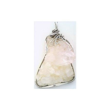 Quartz Crystal Stainless Steel Wire Wrap Gemstone Pendant 6