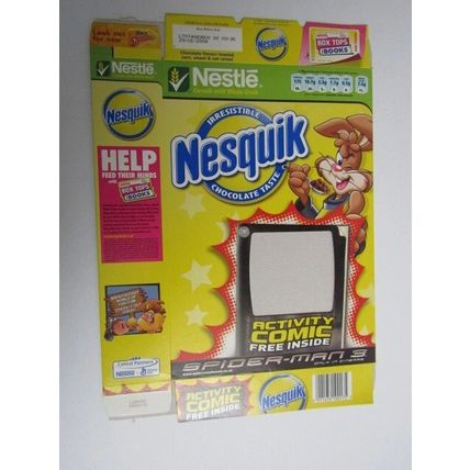 Nestle Nesquik 2007 Spider-Man 3 Empty Cereal Box 375g Box only