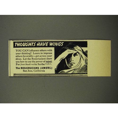 1943 The Rosicrucians Ad - Thoughts Have Wings