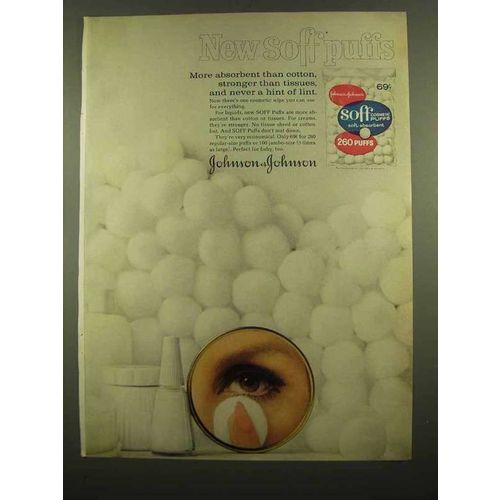 1965 Johnson & Johnson Soff Cosmetic Puffs Ad