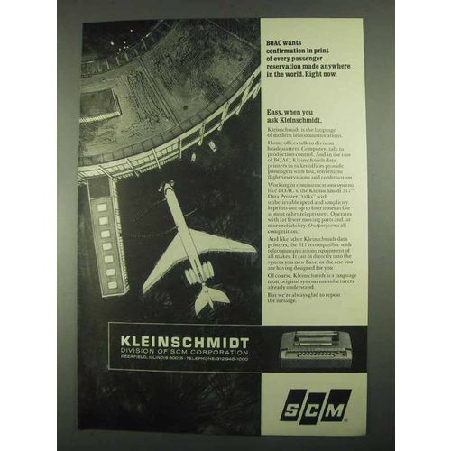 1967 SCM Kleinschmidt 311 Data Printer Ad - BOAC